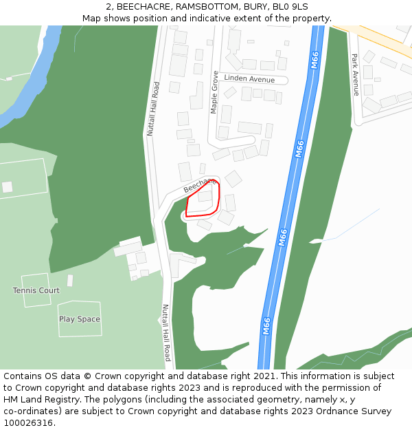 2, BEECHACRE, RAMSBOTTOM, BURY, BL0 9LS: Location map and indicative extent of plot