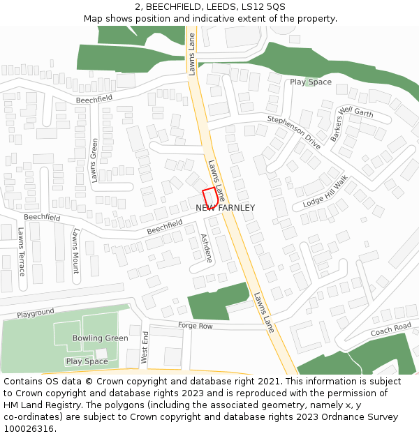 2, BEECHFIELD, LEEDS, LS12 5QS: Location map and indicative extent of plot