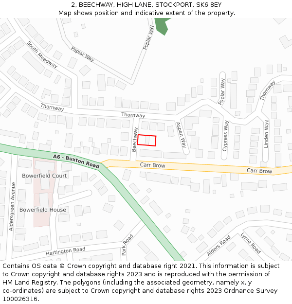 2, BEECHWAY, HIGH LANE, STOCKPORT, SK6 8EY: Location map and indicative extent of plot