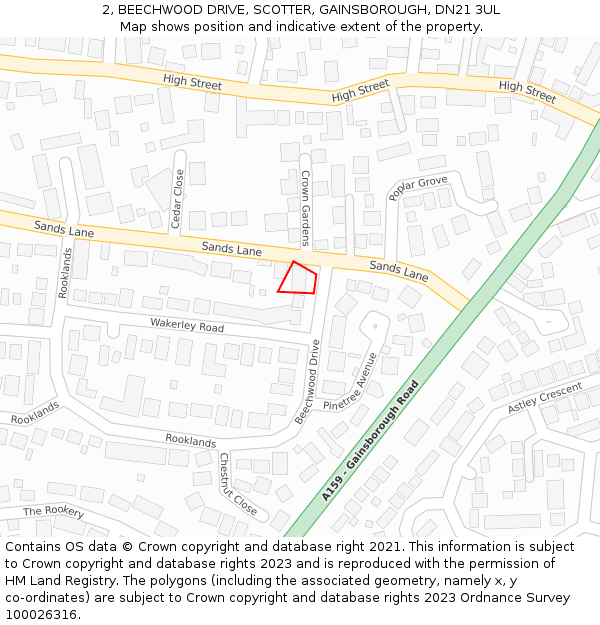 2, BEECHWOOD DRIVE, SCOTTER, GAINSBOROUGH, DN21 3UL: Location map and indicative extent of plot