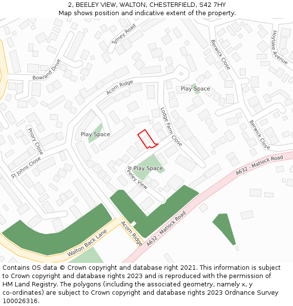 2, BEELEY VIEW, WALTON, CHESTERFIELD, S42 7HY: Location map and indicative extent of plot