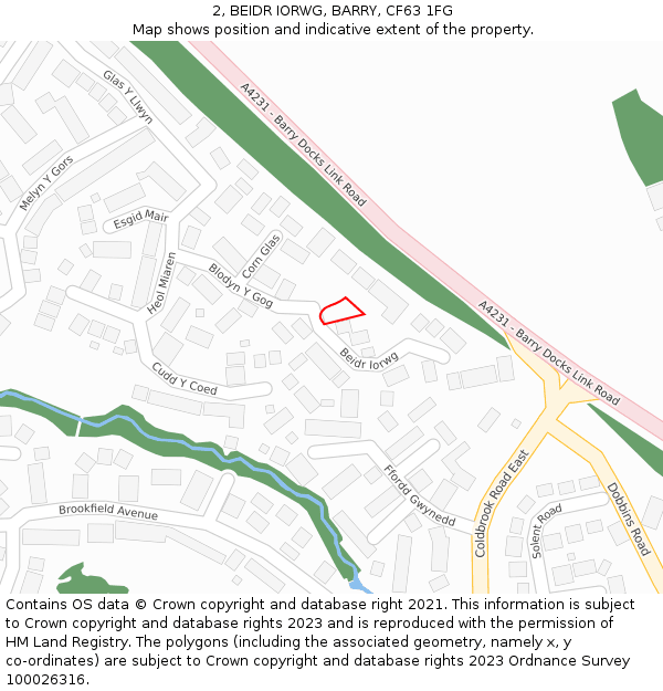 2, BEIDR IORWG, BARRY, CF63 1FG: Location map and indicative extent of plot