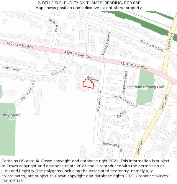 2, BELLEISLE, PURLEY ON THAMES, READING, RG8 8AP: Location map and indicative extent of plot