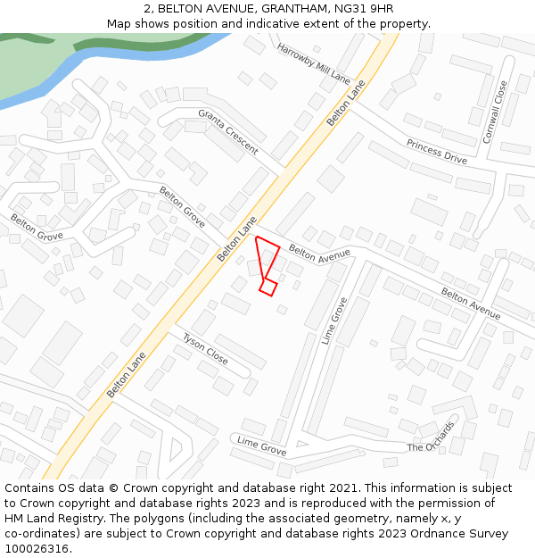 2, BELTON AVENUE, GRANTHAM, NG31 9HR: Location map and indicative extent of plot