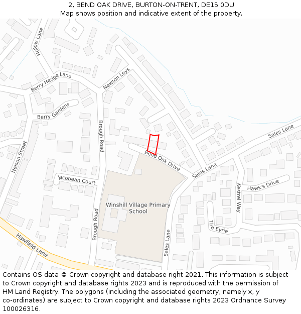 2, BEND OAK DRIVE, BURTON-ON-TRENT, DE15 0DU: Location map and indicative extent of plot