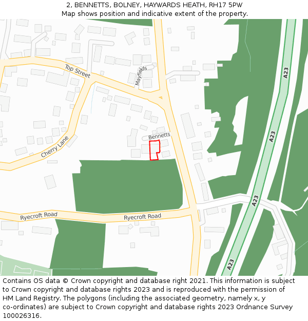 2, BENNETTS, BOLNEY, HAYWARDS HEATH, RH17 5PW: Location map and indicative extent of plot