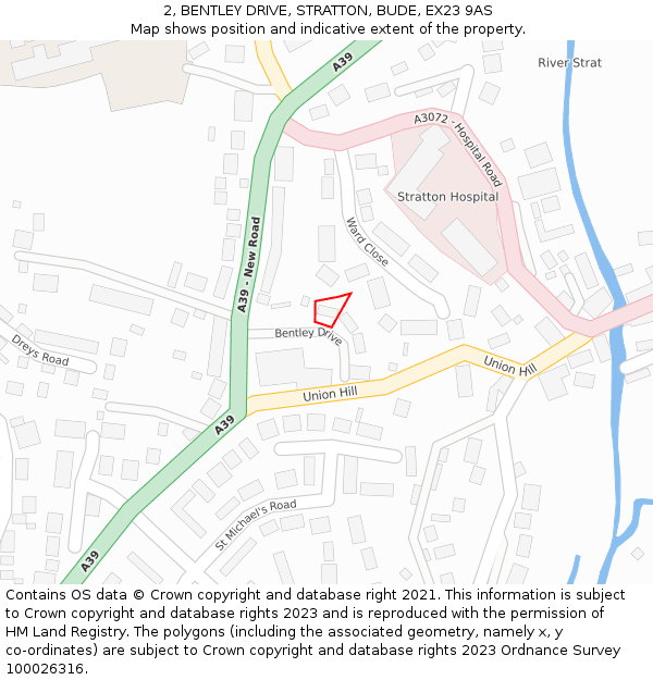 2, BENTLEY DRIVE, STRATTON, BUDE, EX23 9AS: Location map and indicative extent of plot