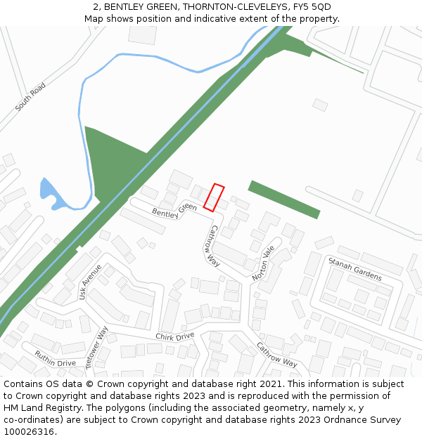 2, BENTLEY GREEN, THORNTON-CLEVELEYS, FY5 5QD: Location map and indicative extent of plot