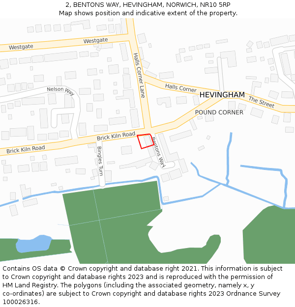 2, BENTONS WAY, HEVINGHAM, NORWICH, NR10 5RP: Location map and indicative extent of plot