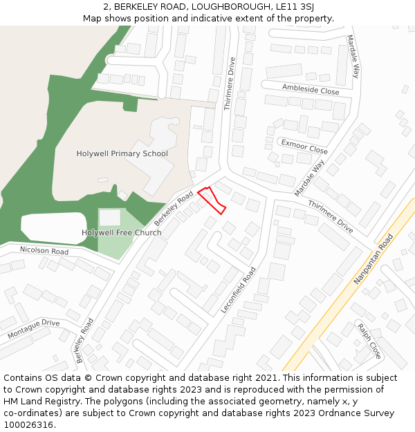 2, BERKELEY ROAD, LOUGHBOROUGH, LE11 3SJ: Location map and indicative extent of plot