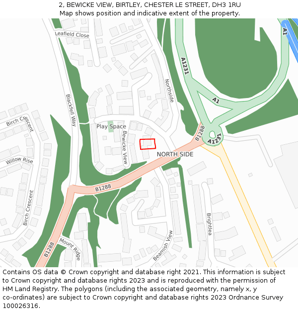 2, BEWICKE VIEW, BIRTLEY, CHESTER LE STREET, DH3 1RU: Location map and indicative extent of plot