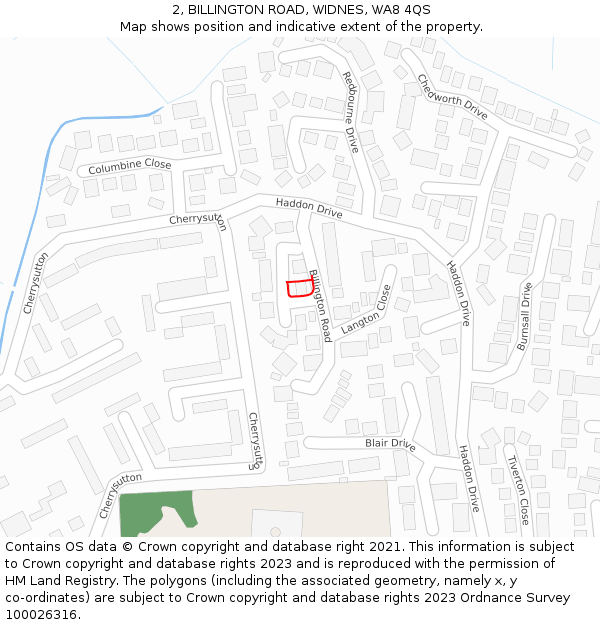 2, BILLINGTON ROAD, WIDNES, WA8 4QS: Location map and indicative extent of plot