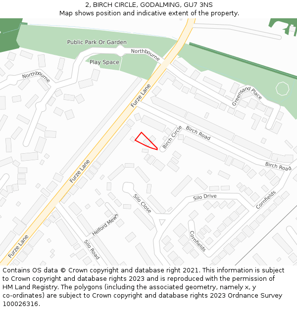 2, BIRCH CIRCLE, GODALMING, GU7 3NS: Location map and indicative extent of plot