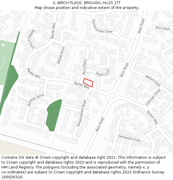 2, BIRCH PLACE, BROUGH, HU15 1TT: Location map and indicative extent of plot