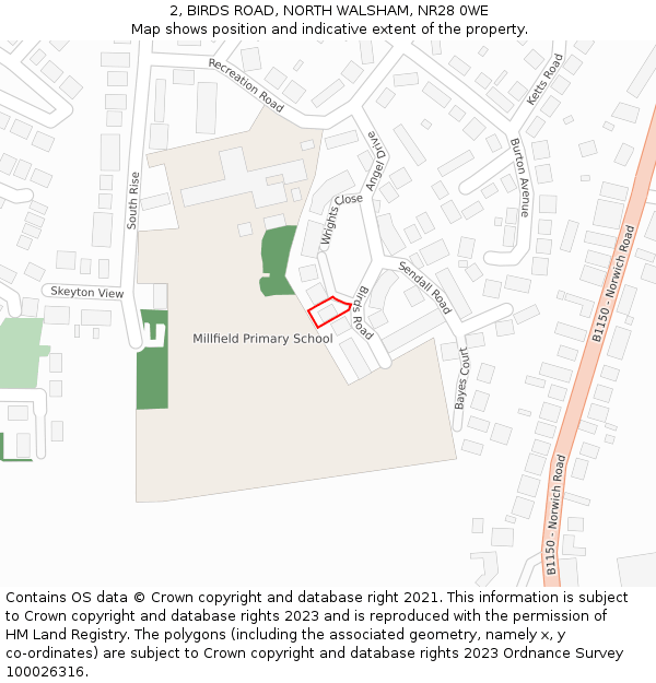 2, BIRDS ROAD, NORTH WALSHAM, NR28 0WE: Location map and indicative extent of plot