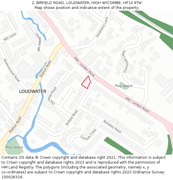 2, BIRFIELD ROAD, LOUDWATER, HIGH WYCOMBE, HP10 9TW: Location map and indicative extent of plot