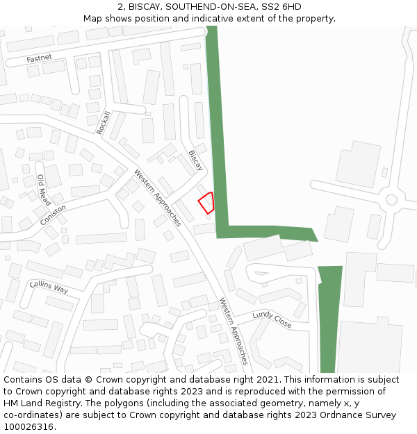 2, BISCAY, SOUTHEND-ON-SEA, SS2 6HD: Location map and indicative extent of plot