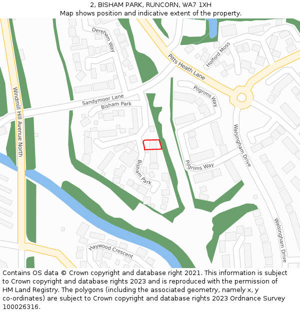 2, BISHAM PARK, RUNCORN, WA7 1XH: Location map and indicative extent of plot