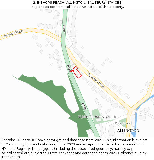 2, BISHOPS REACH, ALLINGTON, SALISBURY, SP4 0BB: Location map and indicative extent of plot