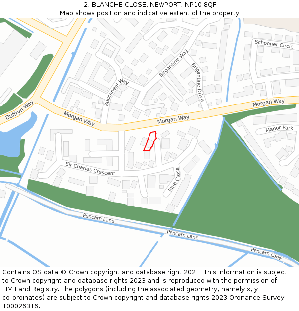 2, BLANCHE CLOSE, NEWPORT, NP10 8QF: Location map and indicative extent of plot