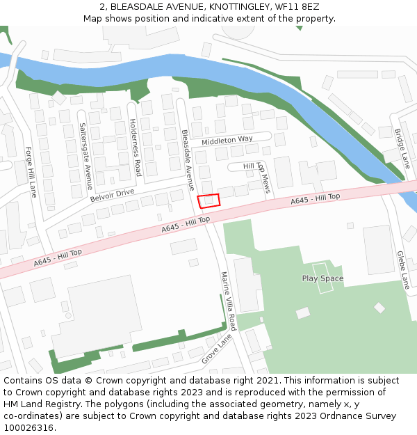 2, BLEASDALE AVENUE, KNOTTINGLEY, WF11 8EZ: Location map and indicative extent of plot