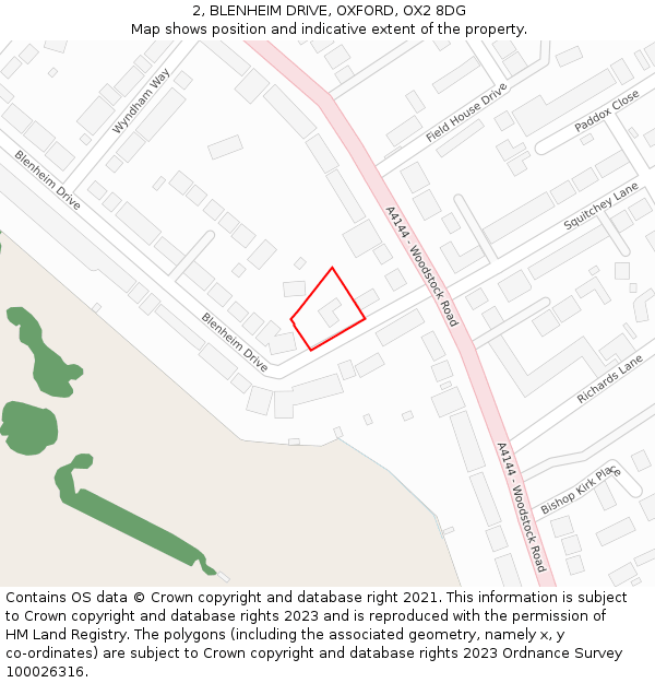 2, BLENHEIM DRIVE, OXFORD, OX2 8DG: Location map and indicative extent of plot