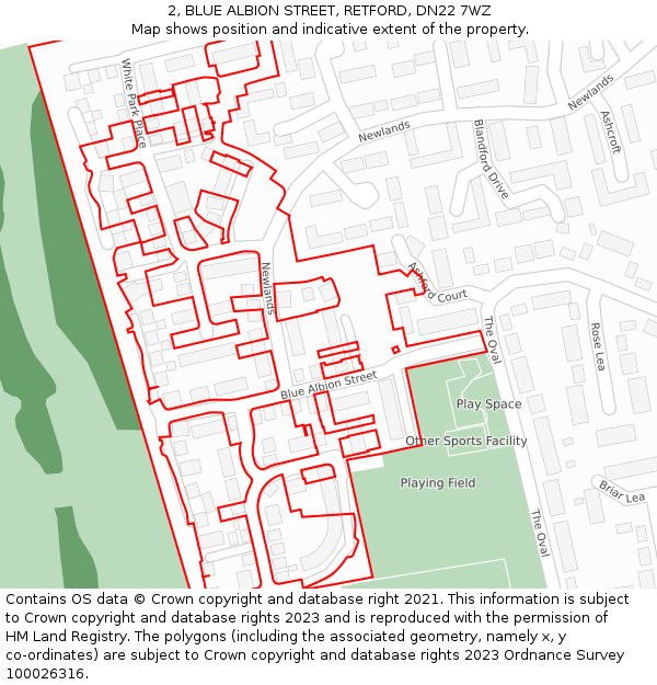 2, BLUE ALBION STREET, RETFORD, DN22 7WZ: Location map and indicative extent of plot