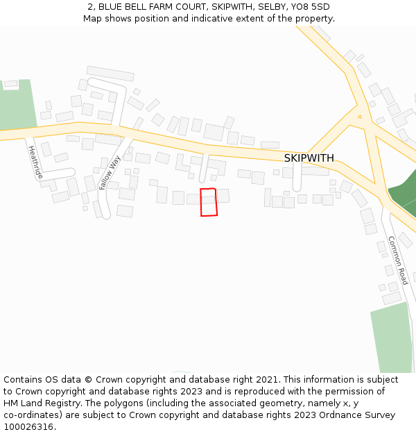 2, BLUE BELL FARM COURT, SKIPWITH, SELBY, YO8 5SD: Location map and indicative extent of plot