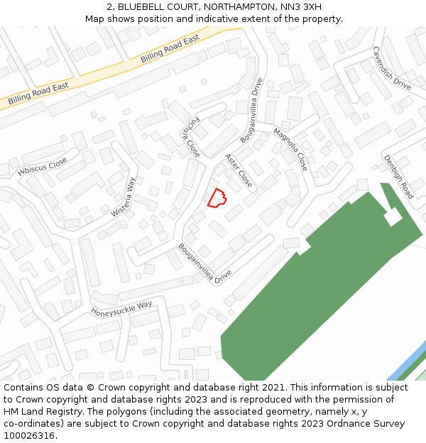 2, BLUEBELL COURT, NORTHAMPTON, NN3 3XH: Location map and indicative extent of plot