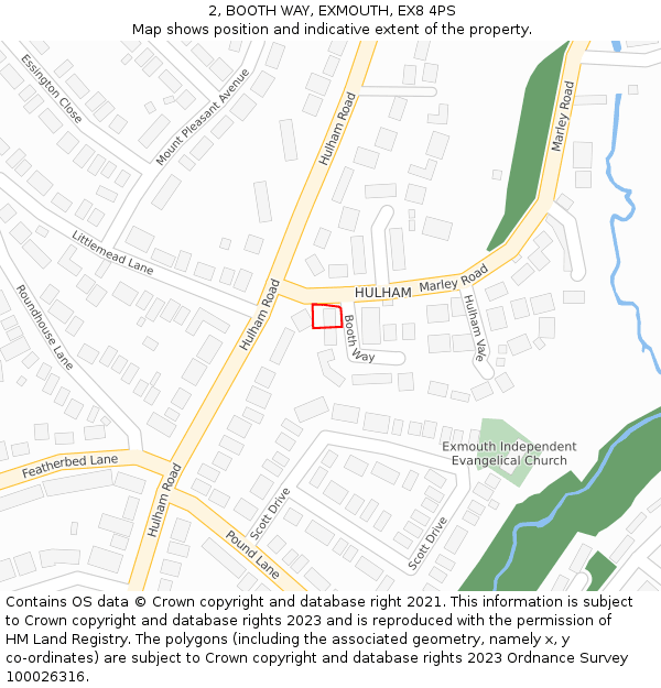 2, BOOTH WAY, EXMOUTH, EX8 4PS: Location map and indicative extent of plot
