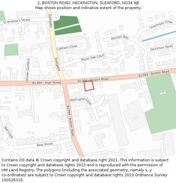 2, BOSTON ROAD, HECKINGTON, SLEAFORD, NG34 9JE: Location map and indicative extent of plot