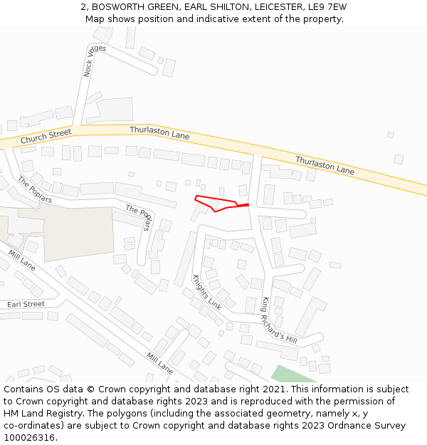 2, BOSWORTH GREEN, EARL SHILTON, LEICESTER, LE9 7EW: Location map and indicative extent of plot