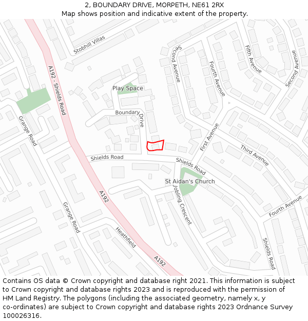 2, BOUNDARY DRIVE, MORPETH, NE61 2RX: Location map and indicative extent of plot