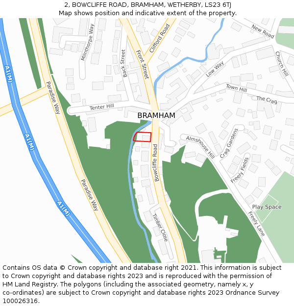 2, BOWCLIFFE ROAD, BRAMHAM, WETHERBY, LS23 6TJ: Location map and indicative extent of plot