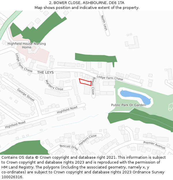 2, BOWER CLOSE, ASHBOURNE, DE6 1TA: Location map and indicative extent of plot