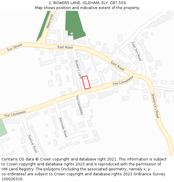 2, BOWERS LANE, ISLEHAM, ELY, CB7 5SS: Location map and indicative extent of plot