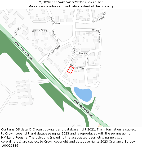 2, BOWLERS WAY, WOODSTOCK, OX20 1GE: Location map and indicative extent of plot