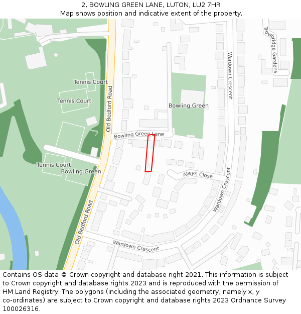 2, BOWLING GREEN LANE, LUTON, LU2 7HR: Location map and indicative extent of plot