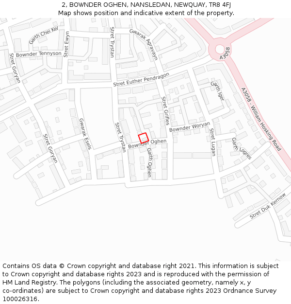 2, BOWNDER OGHEN, NANSLEDAN, NEWQUAY, TR8 4FJ: Location map and indicative extent of plot