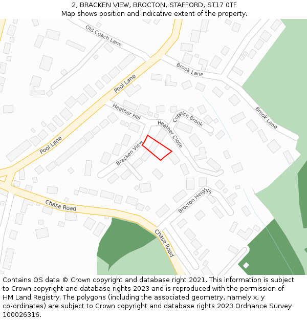 2, BRACKEN VIEW, BROCTON, STAFFORD, ST17 0TF: Location map and indicative extent of plot