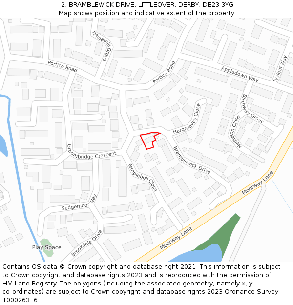 2, BRAMBLEWICK DRIVE, LITTLEOVER, DERBY, DE23 3YG: Location map and indicative extent of plot