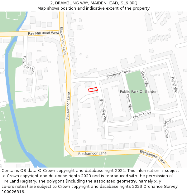 2, BRAMBLING WAY, MAIDENHEAD, SL6 8PQ: Location map and indicative extent of plot