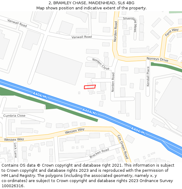 2, BRAMLEY CHASE, MAIDENHEAD, SL6 4BG: Location map and indicative extent of plot