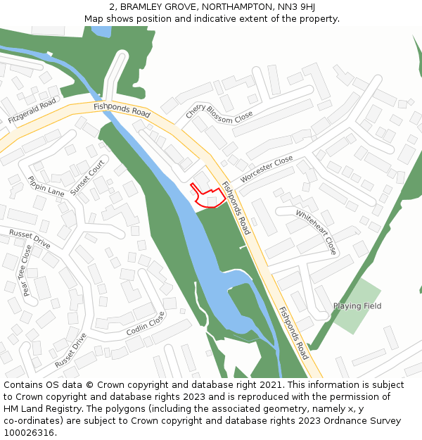 2, BRAMLEY GROVE, NORTHAMPTON, NN3 9HJ: Location map and indicative extent of plot