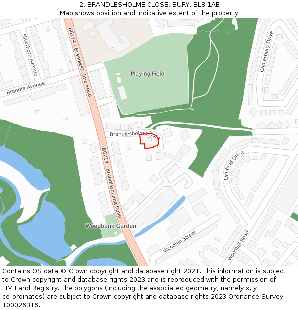 2, BRANDLESHOLME CLOSE, BURY, BL8 1AE: Location map and indicative extent of plot