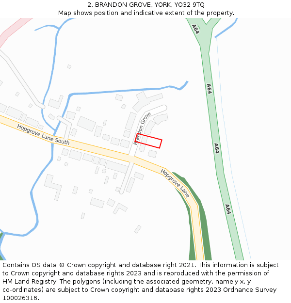 2, BRANDON GROVE, YORK, YO32 9TQ: Location map and indicative extent of plot