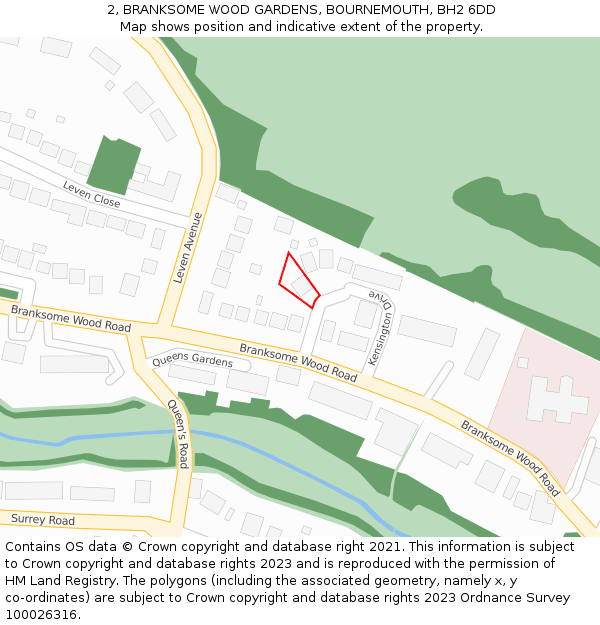 2, BRANKSOME WOOD GARDENS, BOURNEMOUTH, BH2 6DD: Location map and indicative extent of plot