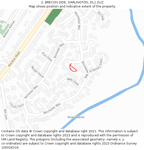 2, BRECON SIDE, DARLINGTON, DL1 2UZ: Location map and indicative extent of plot