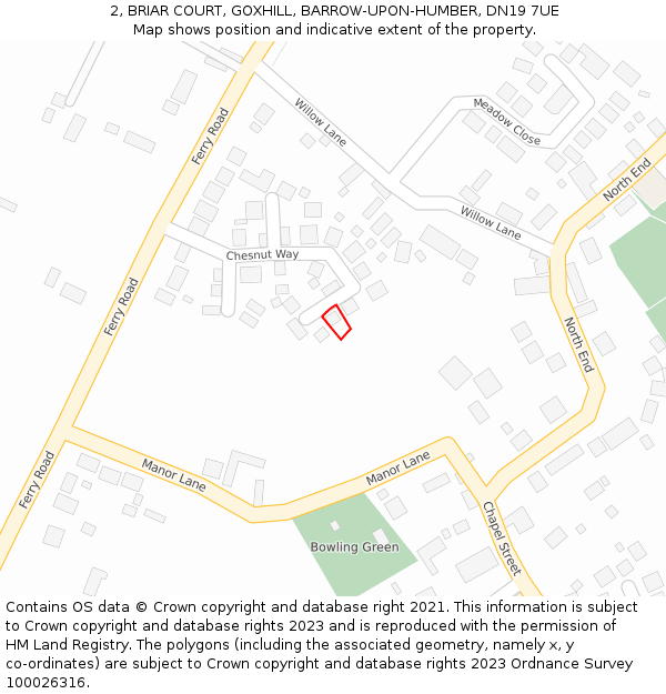 2, BRIAR COURT, GOXHILL, BARROW-UPON-HUMBER, DN19 7UE: Location map and indicative extent of plot