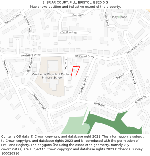 2, BRIAR COURT, PILL, BRISTOL, BS20 0JG: Location map and indicative extent of plot